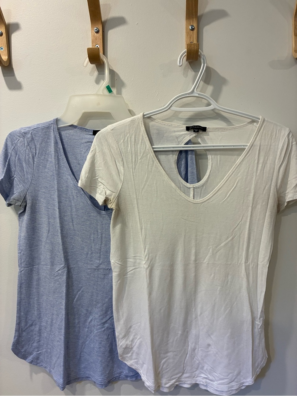 Dynamite White V-Neck Short Sleeve Tee (plus light blue tee shown)